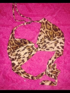 SHEIN Brown Leopard Print Halter Top Size L